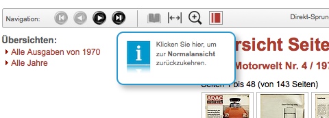 Wo ist man? Die rote Farbe zeigt, welchen Anzeigemodus man aktuell gewählt hat
