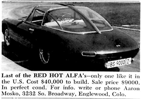 Inserat Alfa Romeo Sonderkarosserie im Jahr 1962