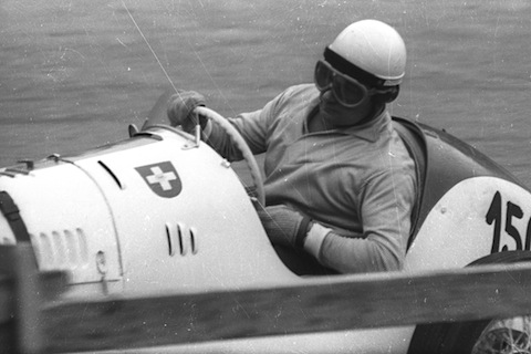 Fahraufnahme vom Bergrennen Klosters-Davos 1959