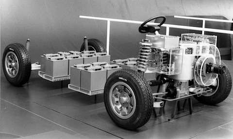 Chassiskonstruktion des Pininfarina-Elektromobils von 1978