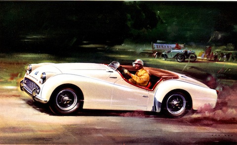 Triumph TR 3 im Renn-Setup im Prospekt von 1973
