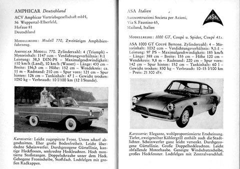 Büchlein "Automobile der Welt" - Amphicar und ASA