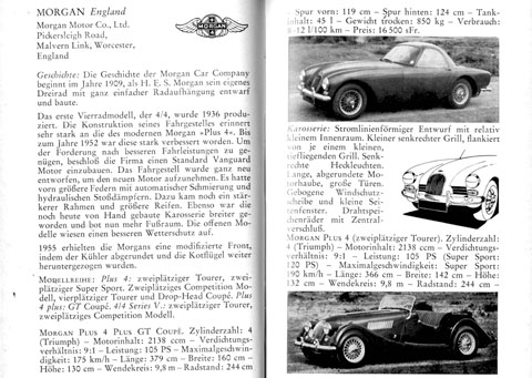 Büchlein "Automobile der Welt" - Morgan