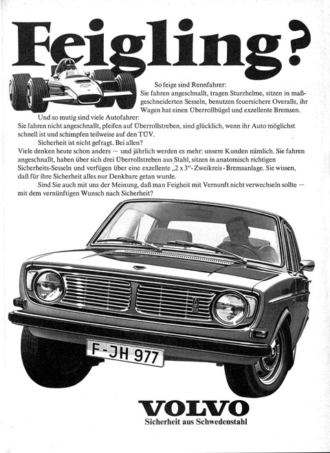 Werbung für den Volvo 144 im Jahr 1969