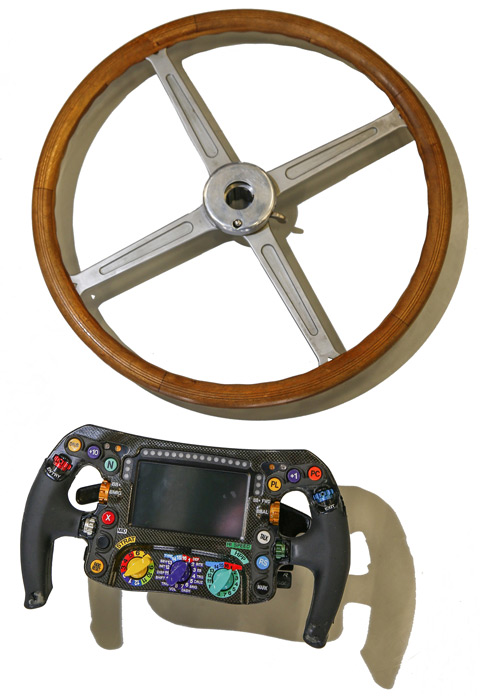 Rennsport-Lenkräder damals und (fast) heute (© Daniel Reinhard)