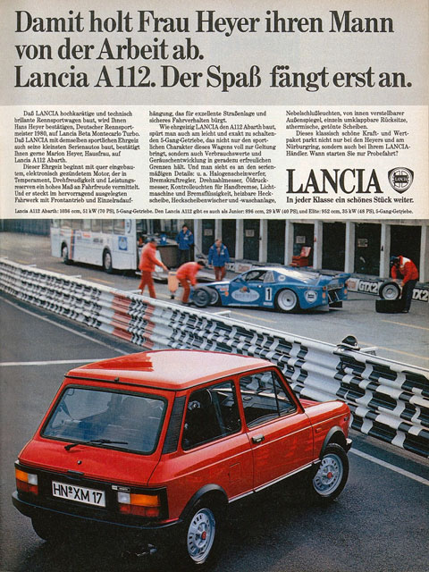 Lancia-Werbung im Jahr 1981
