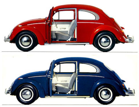 VW 1200 - seeblau und rubinrot