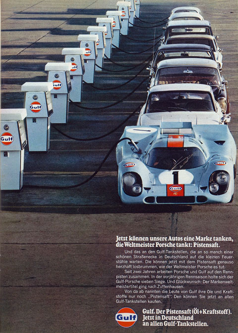 Werbung Gulf Porsche von 1971