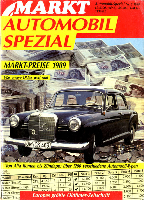 (Oldtimer) Markt Spezial - Oldie-Preise 1989 (Titelseite)