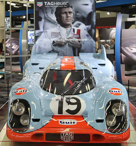Porsche 917 in Gulf-Lackierung (917-026) am Genfer Autosalon 2019