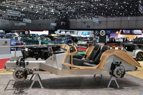 Chassis des Morgan Six am Genfer Autosalon 2019