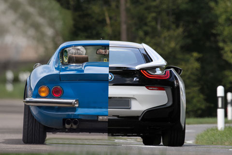 Dino 246 GTS und BMW i8 im Vergleich