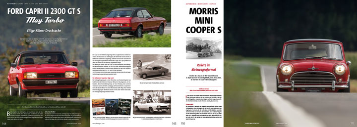 Doppelseiten Ford Capri und Mini