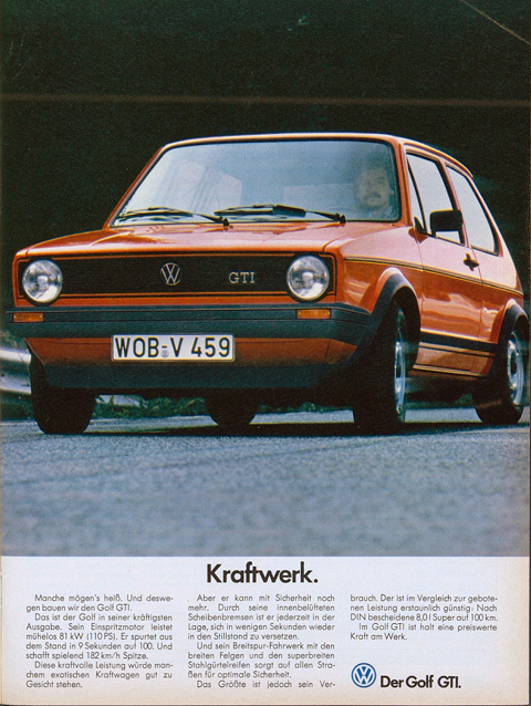 VW Golf GTI von 1979 in der Werbung auf A4