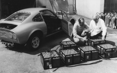Opel GT Elektro 1971 mit Batterien