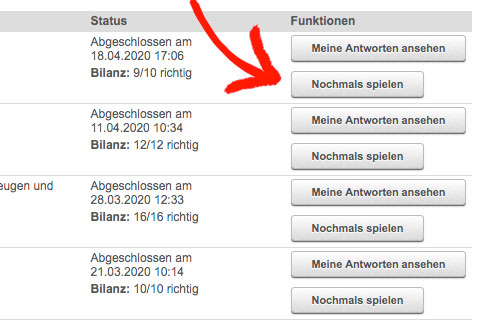 Autokennerquiz nochmals spielen