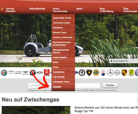 Dossier auf der Frontseite von Zwischengas