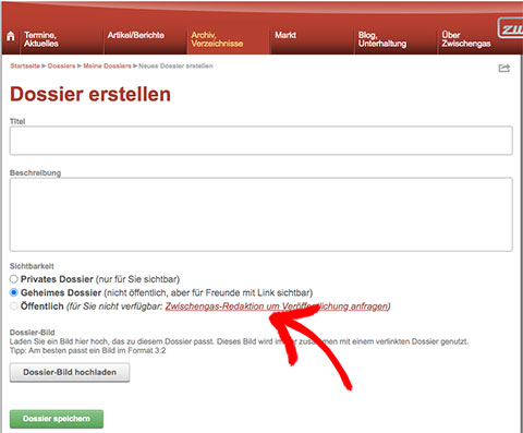 Dossier zum Wettbewerb anmelden