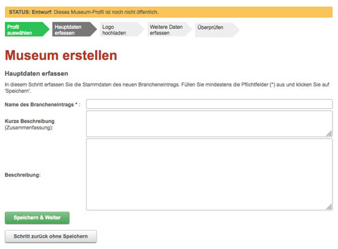 Erstellen eines Museumsprofils