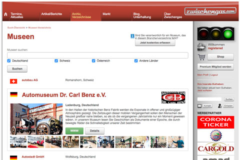 Museen-Verzeichnis - Übersicht