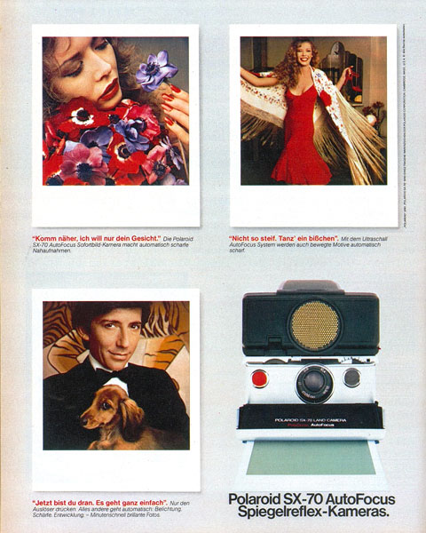 Werbung für die Polaroid SX-70 im Jahr 1985 in ams