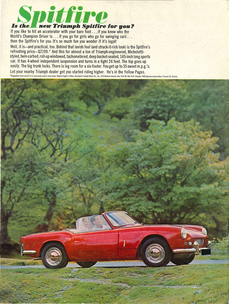 Werbung für den Triumph Spitfire in den USA im Jahr 1963