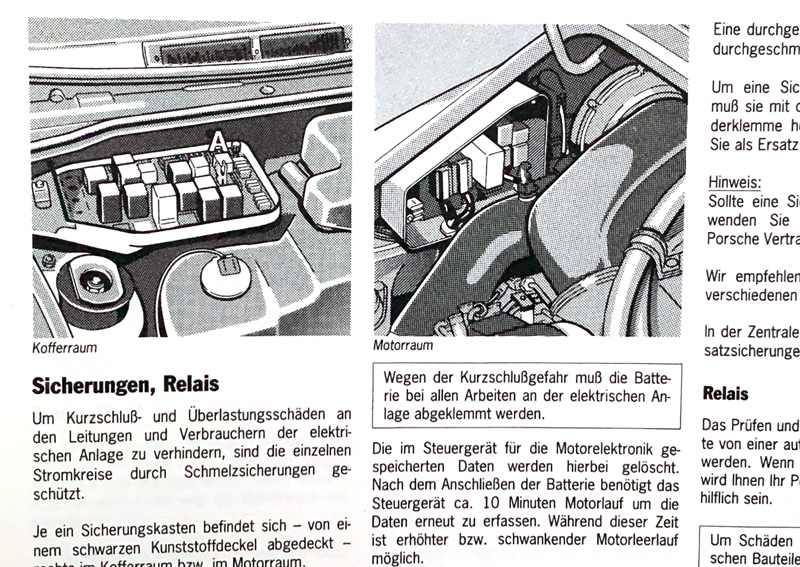 Sicherungen - Porsche Handbuch zum 993
