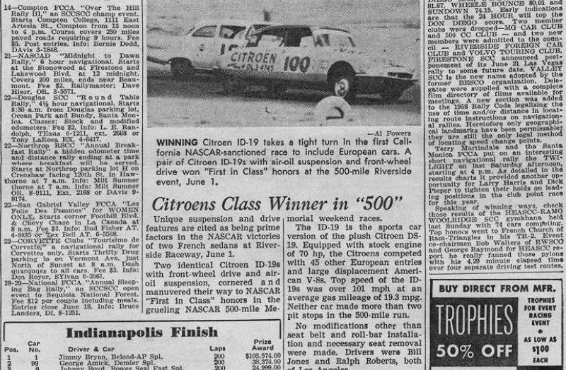 Artikelbild In the Goddess we trust – Zwei Citroën ID 19 als Klassensieger bei USA-NASCAR-Rennen