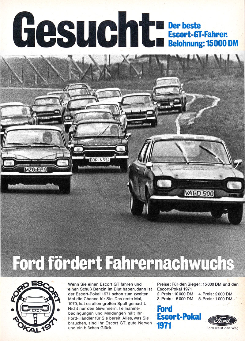 Werbung für den Ford Escort Pokal