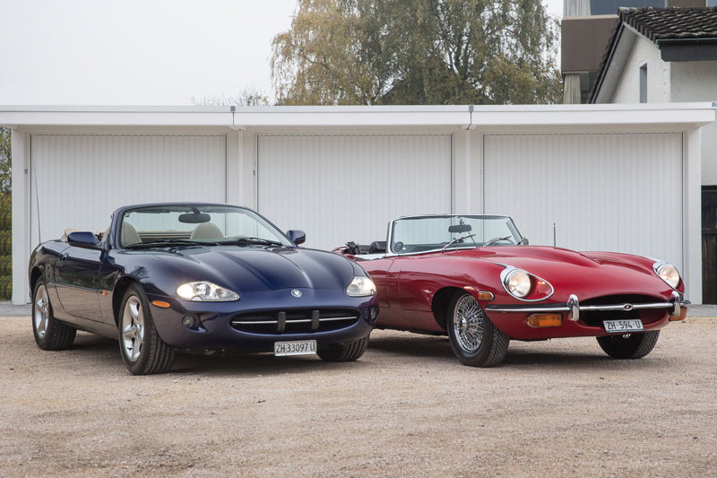 Jaguar E-Type (1970) und Jaguar XK8 (2000) (© Daniel Reinhard)