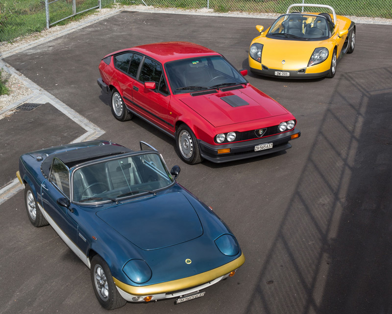 Lotus Elan Sprint DHC, Alfa Romeo GTV6 und Renault Sport Spider (© Daniel Reinhard)