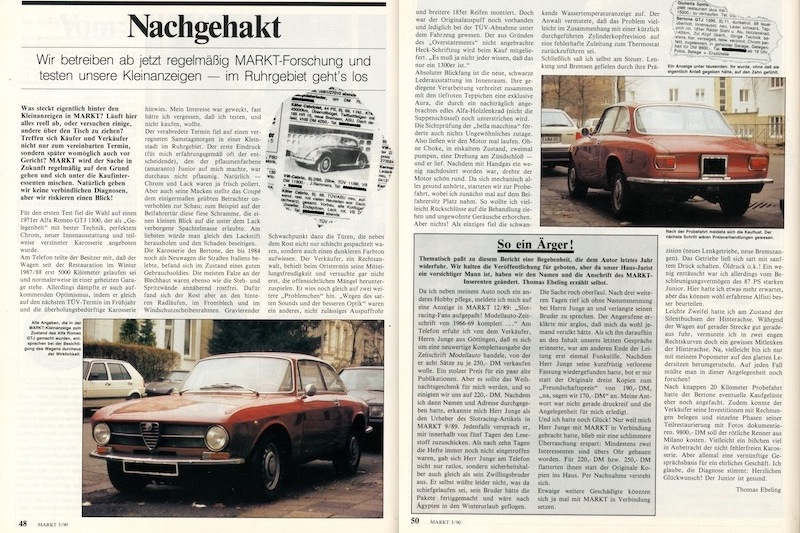 Das erste "Nachgehakt" – Oldtimer Markt 3/1990