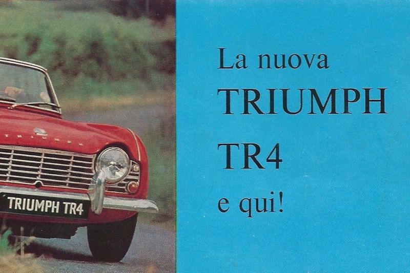 Triumph TR4 – Titelseite des italienischen Prospekts