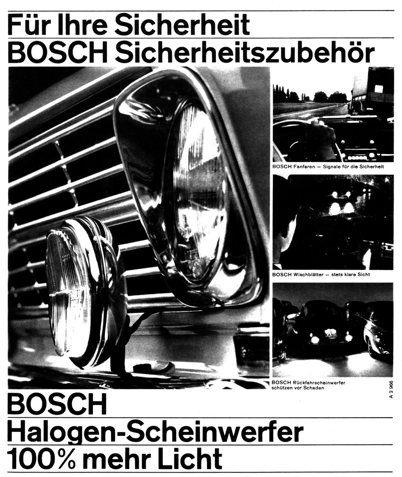 Bosch-Werbung für Halogenlicht in den Sechzigerjahren