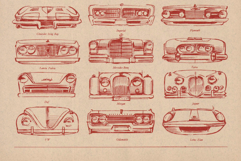 Auto-Illustrationen von Godi Leiser 1965