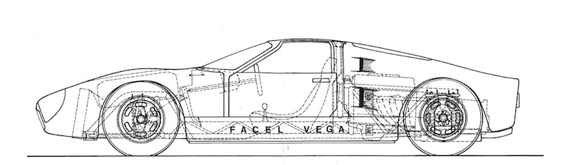 Konstruktionszeichnung des Facel Vega Le Mans