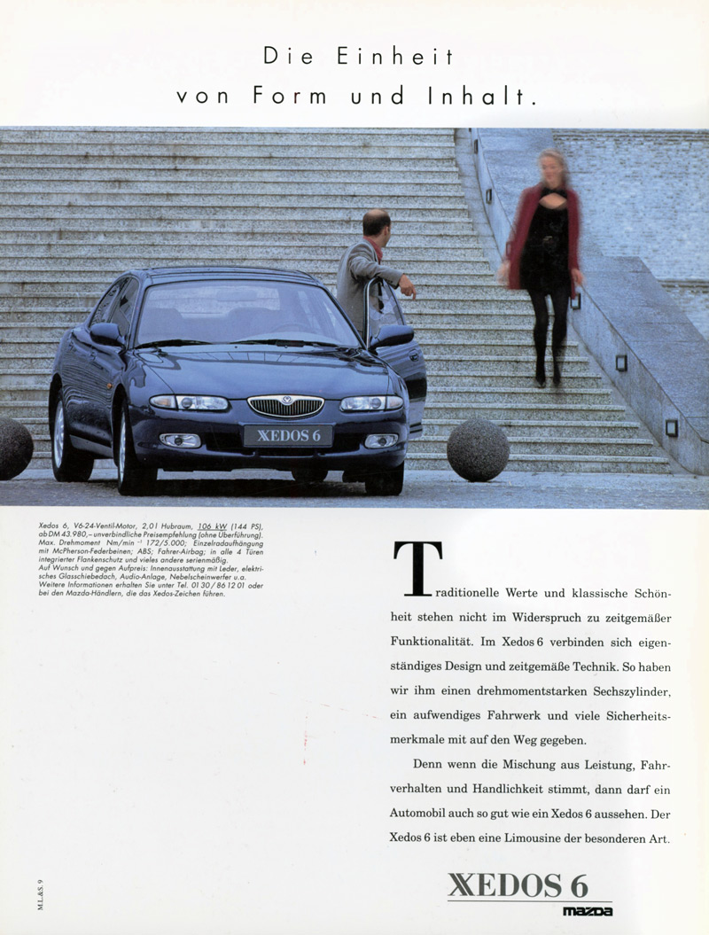 Werbung Mazda Xedos 6 aus dem Jahr 1993