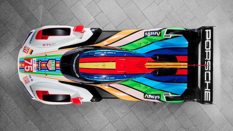 Der Porsche 963 LMDH in der speziellen Jubiläums-Folierung für 100 Jahre Le Mans und 75 Jahre Porsche