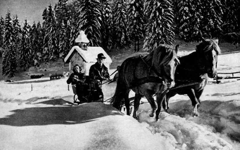 Pferdeschlitten im Winter, 1959