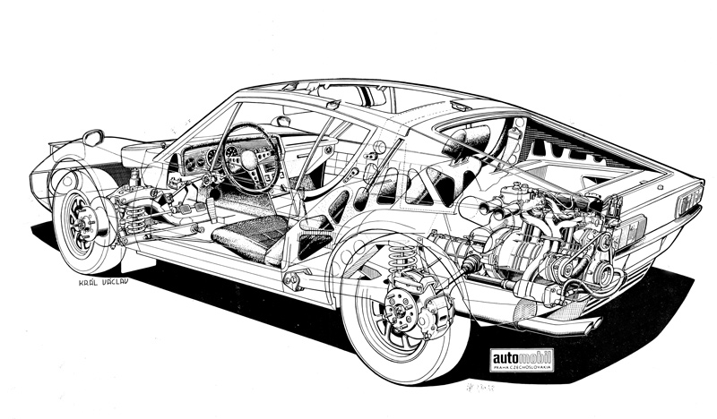 Durchsichtszeichnung zum UVMV 1100 GT von 1970