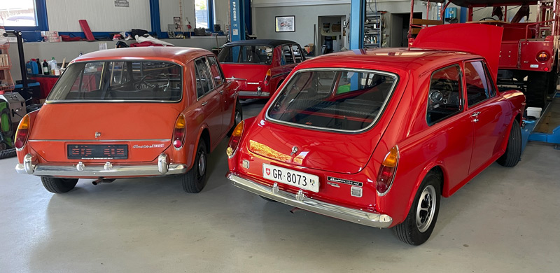 Normaler Austin 1100 und Austin 1100 "Mystique" von 1970 (© Christian Rutishauser)