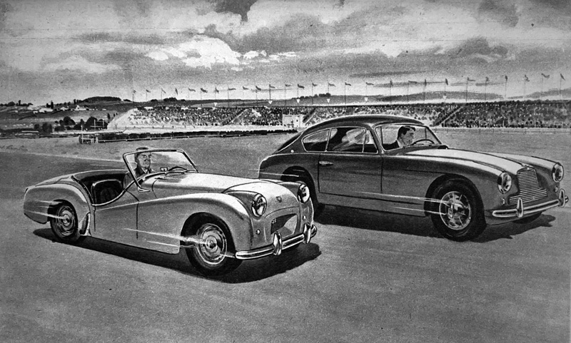 Triumph TR2 und Aston-Martin DB 2-4 (© Populäre Mechanik)
