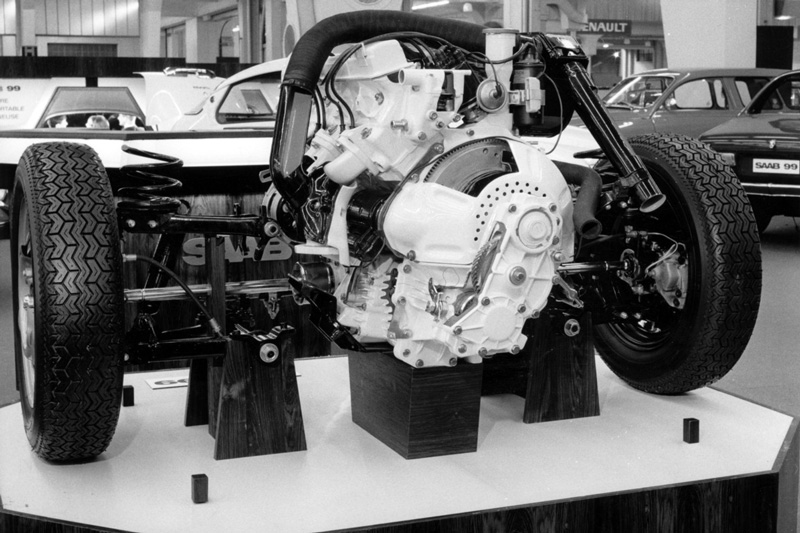 Saab 99 Vorderteil am Genfer Autosalon 1969