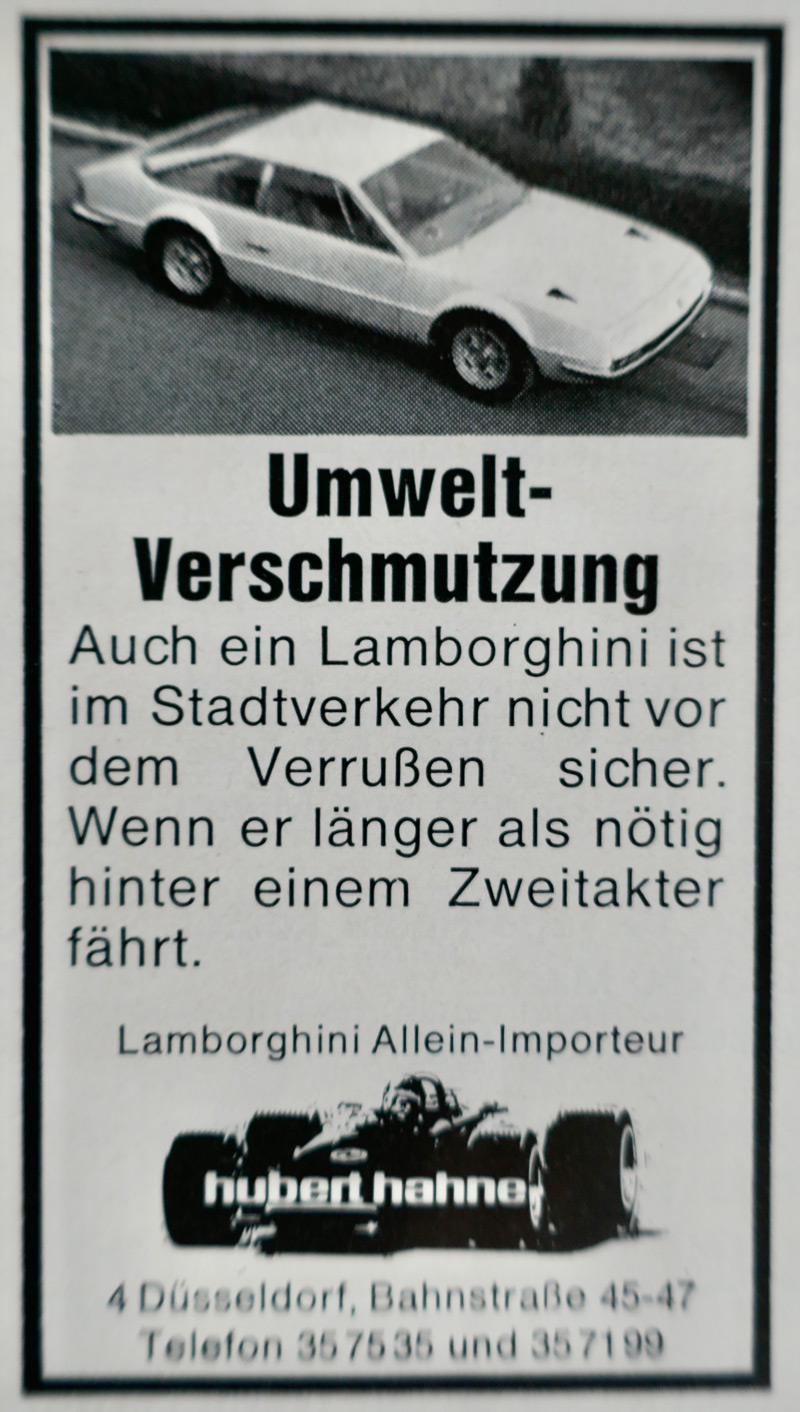Lamborghini-Inserat Hubert Hahne aus dem Jahr 1971