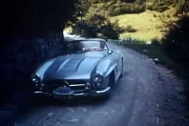Mercedes-Benz 300 SL Roadster am Coupe des Alpes 1958 - Ausschnitt (© Shell)