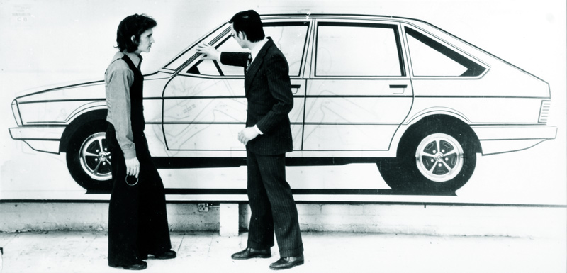 Massstäbliche 1:1-Zeichnung zum Simca 1307/1308 im Jahr 1973