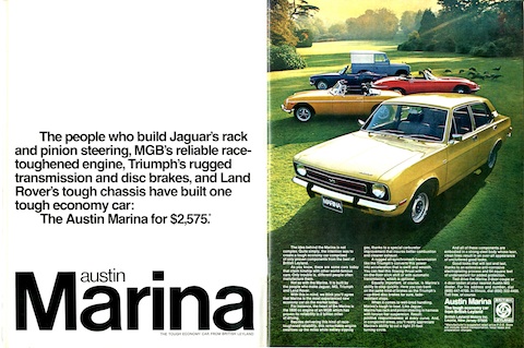 Werbung für den Austin Marina in Road and Track 4 1973