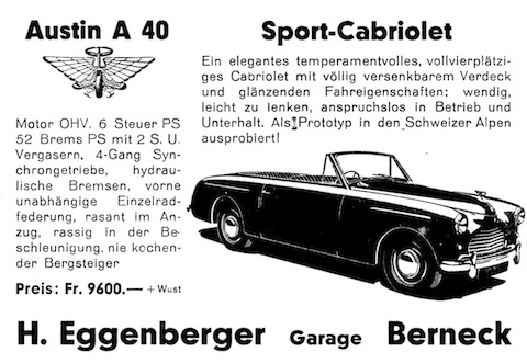 Austin-Werbung im Rennprogramm von 1951
