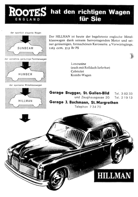 Hillman-Werbung im Programmheft 1951