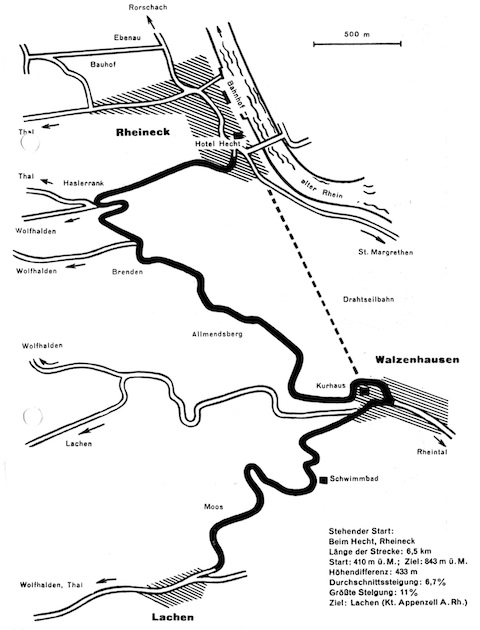 Streckenplan des Bergrennens im Jahr 1951